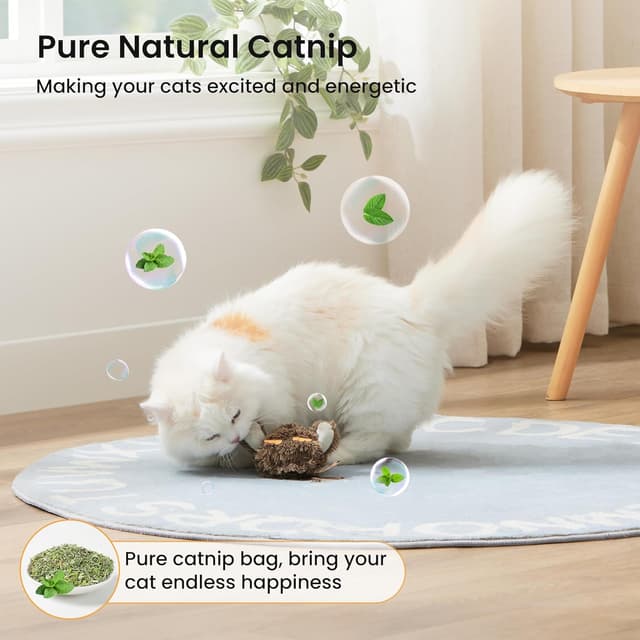 Detalle 2 de ZOMISIA Interactive Cat Toys – Flapping Bird & Owl Kitten Toy with Catnip Bag (Rechargeable, Touch Activated) – No Flying, Brown