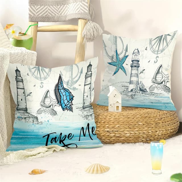 Thumbnail 2 de Joymaison Summer Blue Nautical Cushion Covers 45 x 45 cm pack of 4 🛋