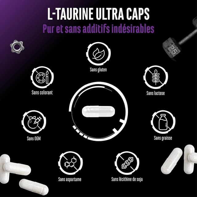 Detalle 2 de GEN German Elite Nutrition L-Taurin Ultra Caps (365 gélules) – 1500 mg de taurine par capsule
