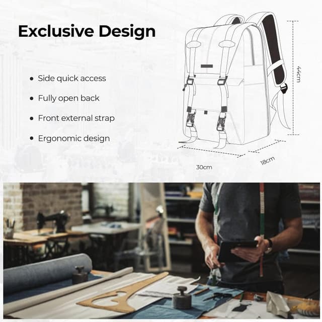 Detalle de K&F CONCEPT 20L Camera Backpack with Raincover and 15.6 Inch Laptop Compartment