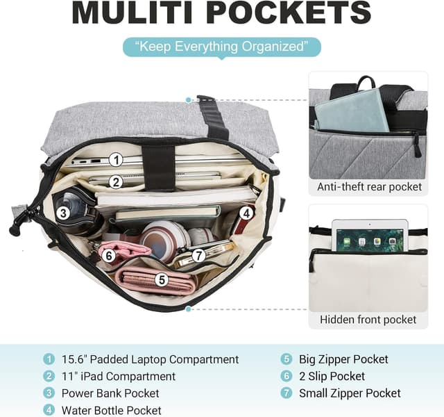 Detalle de LOVEVOOK Sac à Dos Ordinateur 15,6"