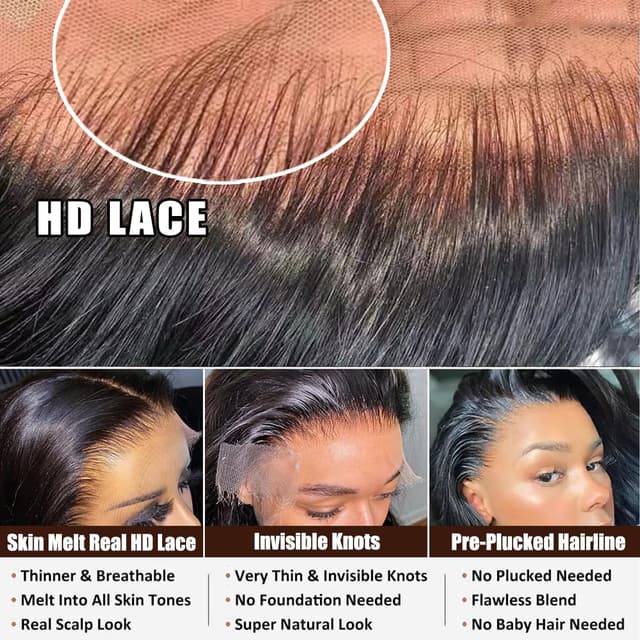 Detalle 2 de LAPONDAI 32 Inch 13x6 Straight Wig