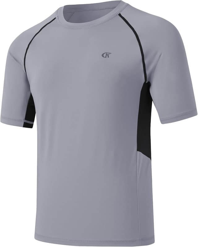 Detalle de Huayuzh Herren UV-Rashguard-Shirt – Schnelltrocknendes Schwimm- und Surftop mit 4-Wege-Stretch