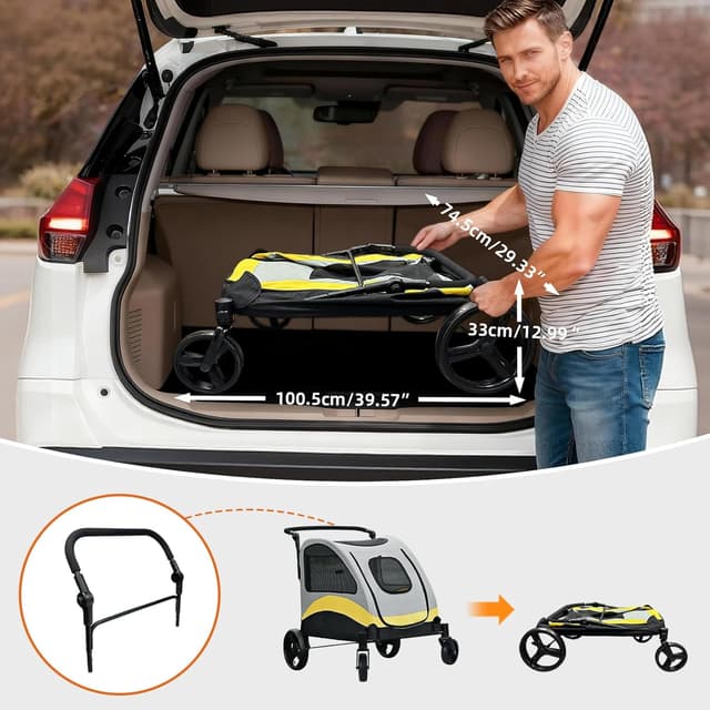 Detalle de BingoPaw Schwerlast Hundewagen für große Hunde bis 42 kg – klappbar mit 4 Rädern