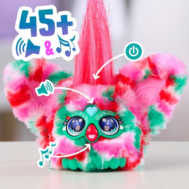Detalle 2 de Furby Furblets Pep-Mint, mini peluche cantore con clip portachiavi