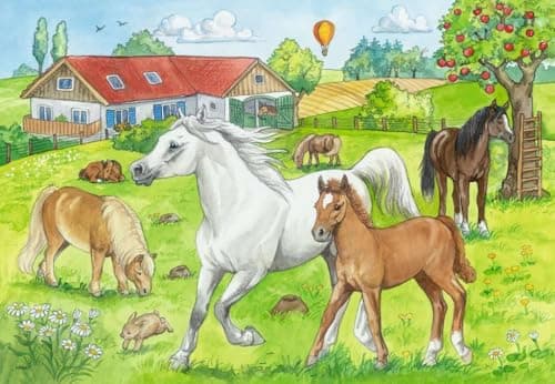 Detalle 2 de Ravensburger Tiere Puzzle Infantil 07833 - Patio de Caballos 🐴