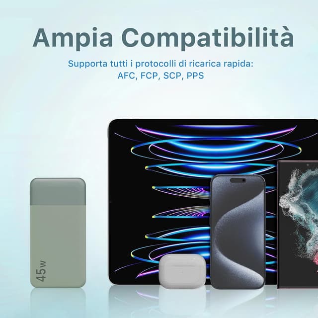 Thumbnail 6 de NOBIS Power Bank 20000 mAh da 45 W con ricarica bidirezionale USB‑C e 4 porte (verde)
