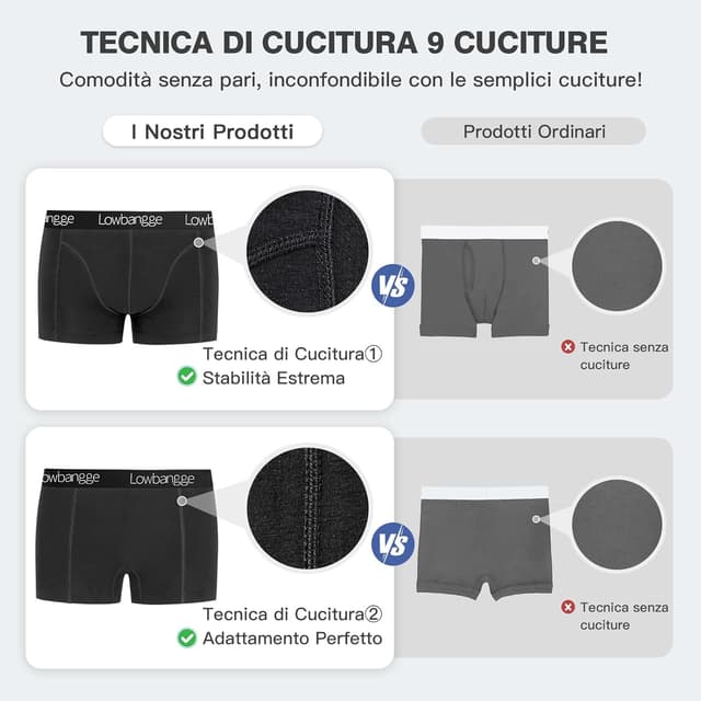 Thumbnail 2 de Lowbangge Boxer uomo in cotone (confezione 9 pezzi, senza etichette)