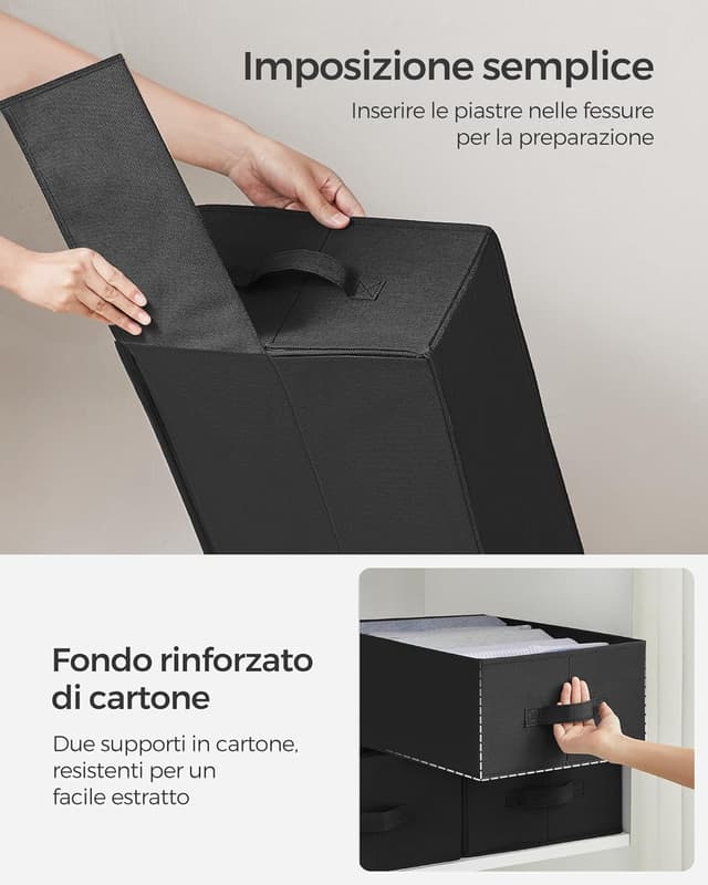 Detalle 2 de SONGMICS Set di 4 organizzatori per armadio a 6 scomparti RUS009B04 (42 x 30 x 17 cm), scatole pieghevoli per biancheria – nero inchiostro