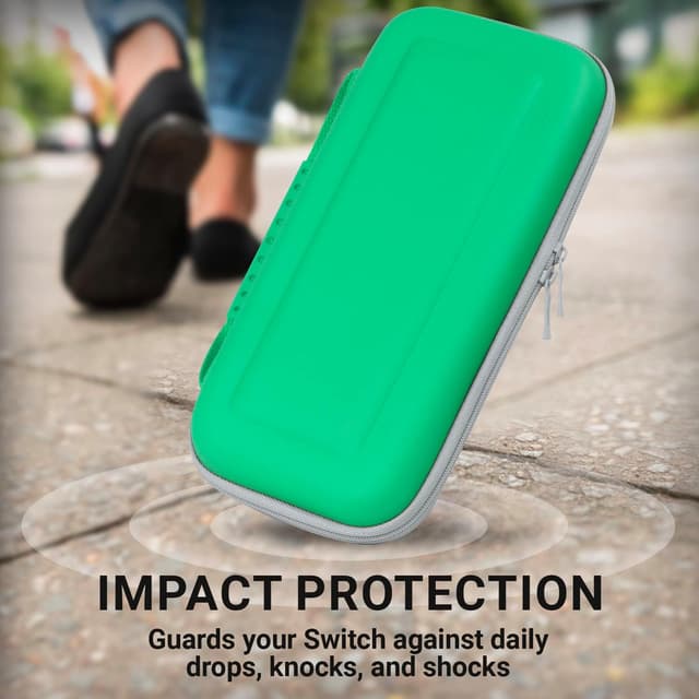 Detalle de Orzly Tragetasche für Nintendo Switch OLED – Hülle mit Zubehör- & Spiele-Ablagefach, Geschenkverpackung