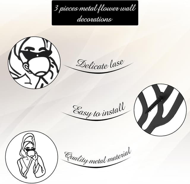 Thumbnail 5 de Lot de 3 décorations murales en métal