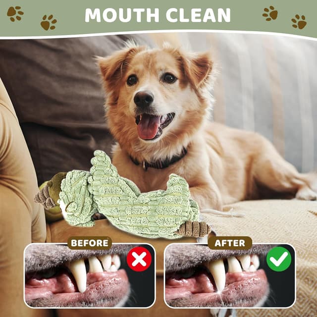 Detalle de LIINOOVATE Rhino Plush Squeaky Dog Toy for Large Dogs (Christmas-style lamb/chop plush)