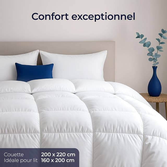Detalle de Dreamzie Couette plume de canard Ultra Confort 200x220 cm (450 gsm) certifiée Oeko-Tex, RDS & Downpass