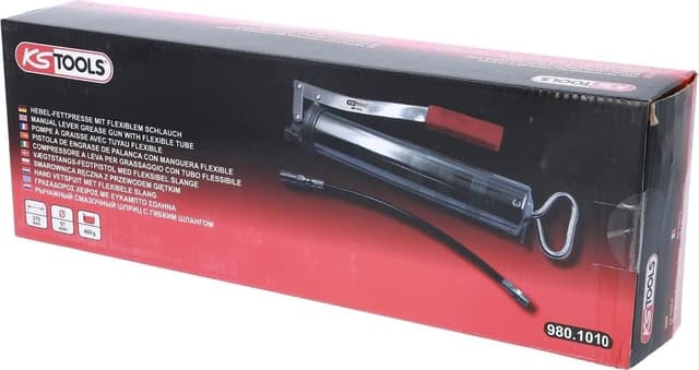 Detalle 2 de KS Tools 980.1010 Hebel-Fettpresse mit flexiblem Schlauch, verchromt, 400 g