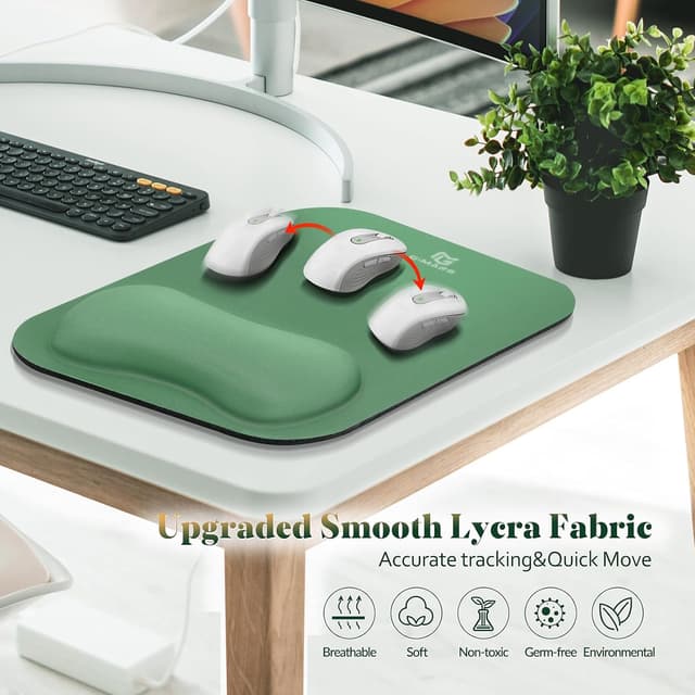 Detalle de Gimars Tappetino Mouse con poggiapolsi in memory foam e base antiscivolo (verde scuro) 28×21 cm