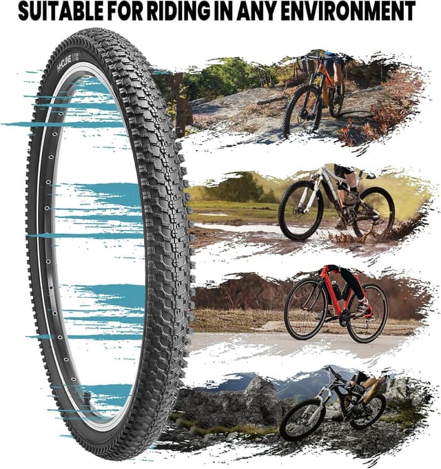 Detalle 2 de Hycline 2-Pack Mountain Bike Tires Set (26x1.95) with Inner Tubes & Tire Levers