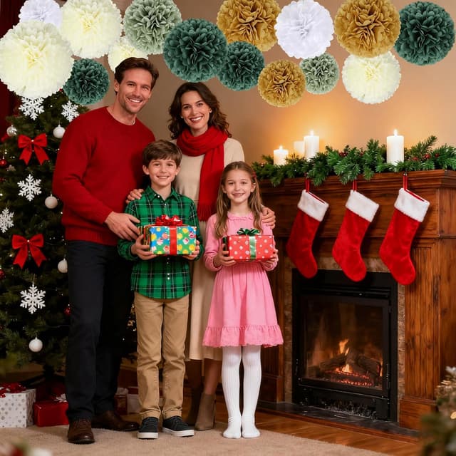 Thumbnail 6 de BestoFun 16 Seidenpapier Pompons Grün