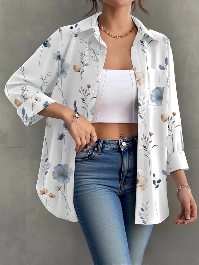 Thumbnail 6 de Zeagoo Button Down Floral Blouse ¾ Sleeve