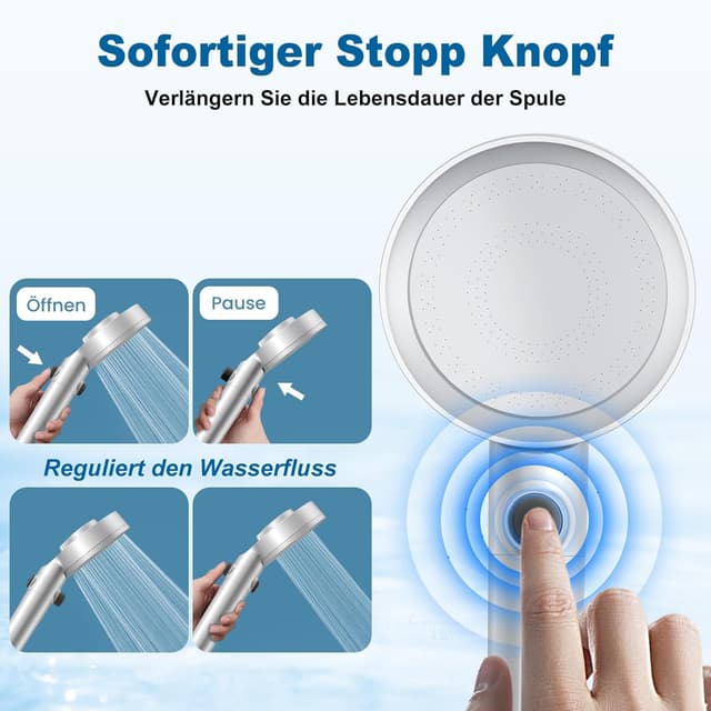 Detalle 1 de FEELSO Duschkopf Filter 110 mm und 1,5 m Schlauch