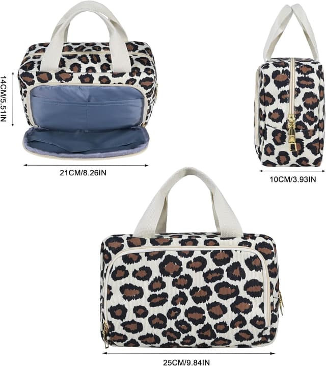 Detalle de Funtlend Kulturtasche Damen aus Cord mit Aufhängung – Kulturbeutel & Kosmetiktasche für Travel (25×9×16 cm)