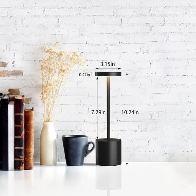 Detalle de TBBGA TBBGA LED Cordless Table Lamps Set of 2 (Black) — portable rechargeable table lamps with stepless dimming