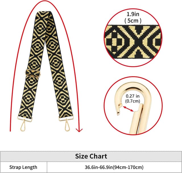 Detalle 2 de ZOUIQSS wide shoulder strap replacement belt for canvas crossbody bags (adjustable, 5cm wide)