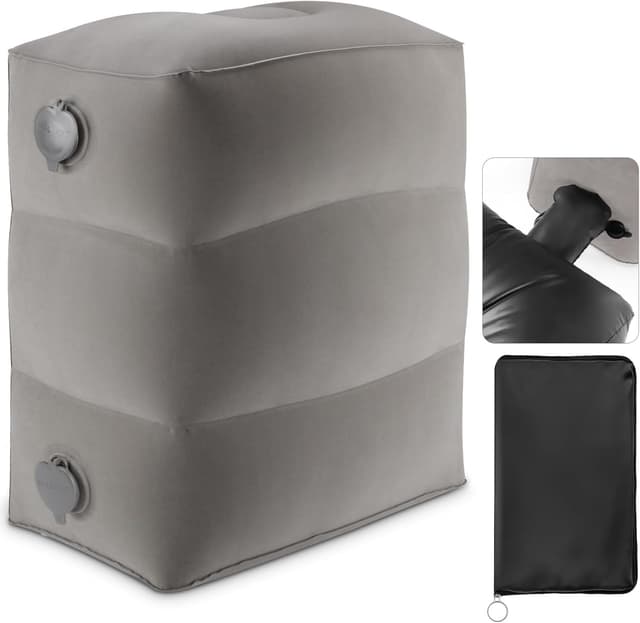 Detalle de Maliton poggiapiedi gonfiabile per aereo e viaggio (grigio, 1 pezzo)