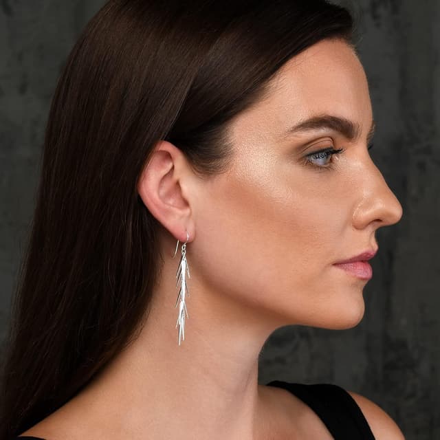 Detalle de Diamond Treats boucles d’oreilles pendantes en argent sterling 925 (67 mm) avec écrin cadeau