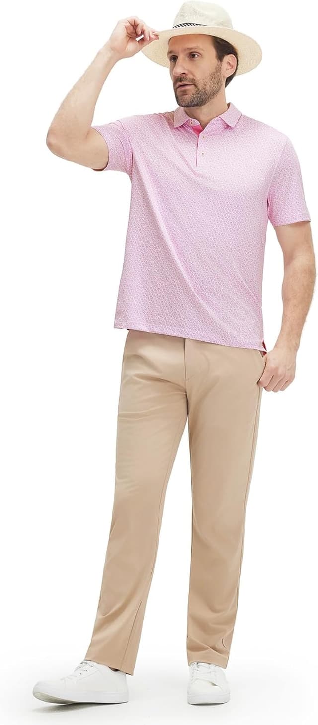 Detalle 2 de M MAELREG Men’s Dry Fit Short Sleeve Golf Polo Shirt with Print (Moisture Wicking, UPF 30+)