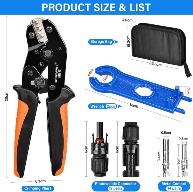 Detalle 2 de Cnauo Solar Crimpzange Set für PV-Kabel 2,5/4/6 mm² mit Steckern (IP68) und Zubehör