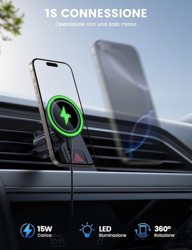 Detalle 2 de Lamicall 15W Caricatore Wireless Auto MagSafe