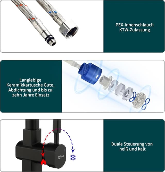 Thumbnail 4 de Süßren Grifo Cocina Negro extraíble 1,5 m