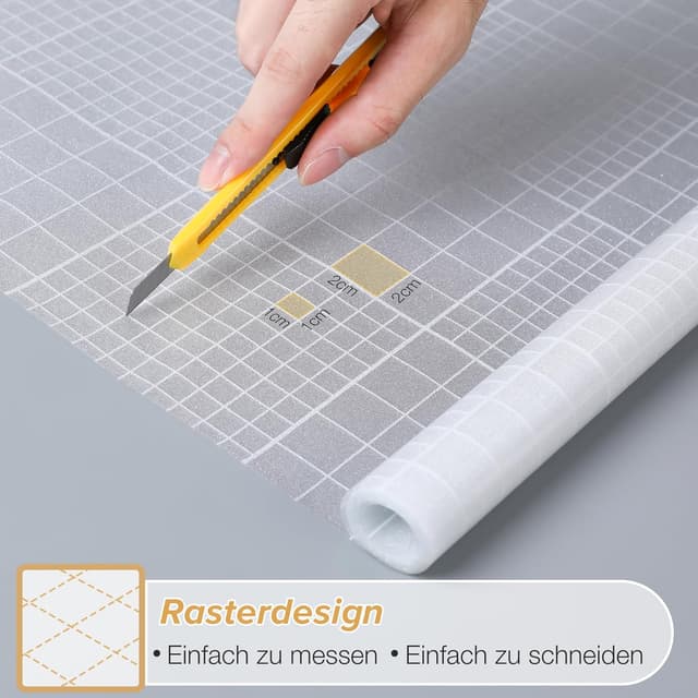 Detalle de rabbitgoo Milchglasfolie blickdicht mit Gitterdesign, selbsthaftend (75×200 cm) – Sichtschutz für Bad, Büro & Wohnzimmer