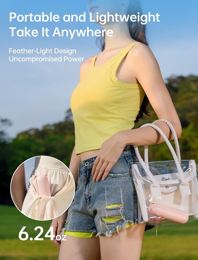 Thumbnail 6 de JISULIFE handheld fan with 4500 mAh power bank (max 37 hours runtime) – pink