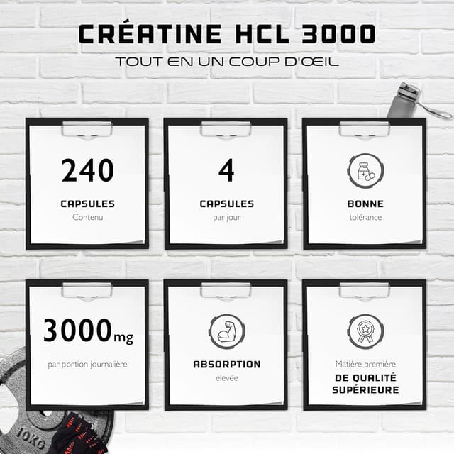 Thumbnail 1 de Creatine HCL 3,0 g/dose—240 gélules vegan