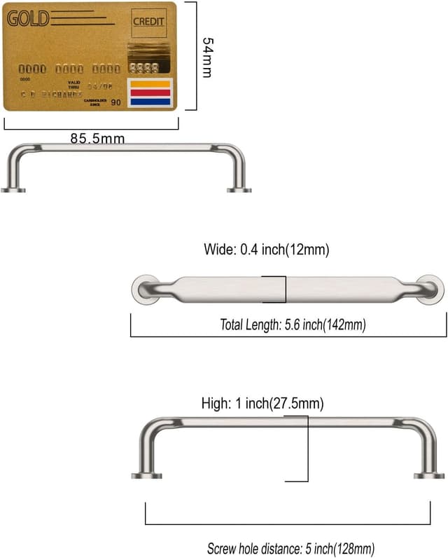 Thumbnail 5 de Amerdeco 10 pezzi maniglie per mobili in nichel spazzolato, distanza fori 128 mm