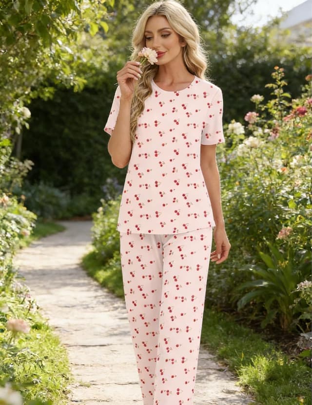 Detalle de Rapbin Damen Schlafanzug Lang als 2-teiliges Pyjama-Set mit Taschen