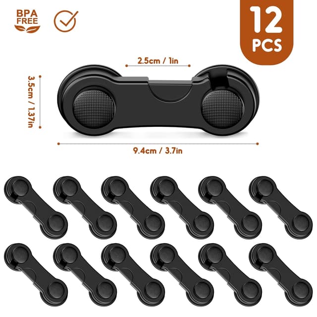 Detalle de Kimsky 12-teilig Kindersicherung für Schränke & Schubladen (Schwarz), ohne Bohren