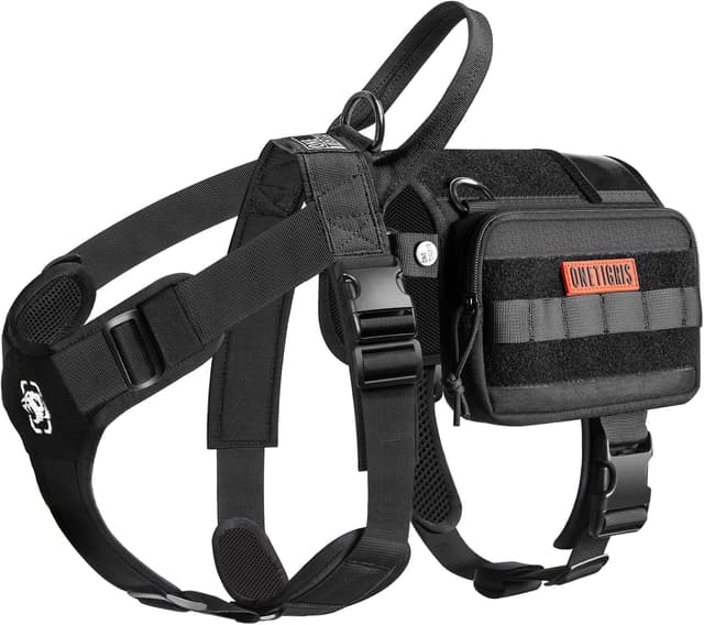 Detalle de OneTigris Service Dog Vest Harness with Cape & MOLLE Pouches (Black, M)