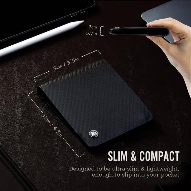 Detalle 2 de POWR portafoglio da uomo in vera pelle con blocco RFID, 6 scomparti carte e tasche per banconote