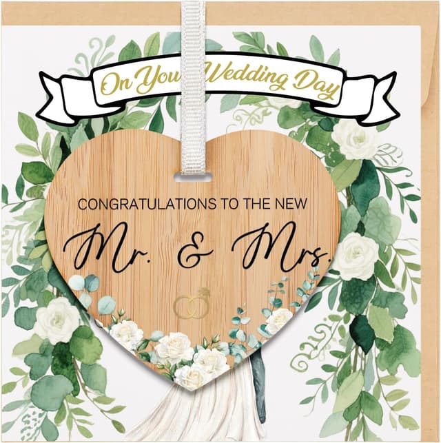 Detalle de TheGiffter Wedding Card with Wooden Heart Plaque