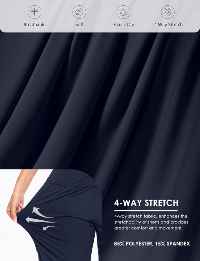 Detalle de Blouty Women's 9" Bermuda Long Shorts with Pockets, High-Waisted Lounge & Athletic Shorts