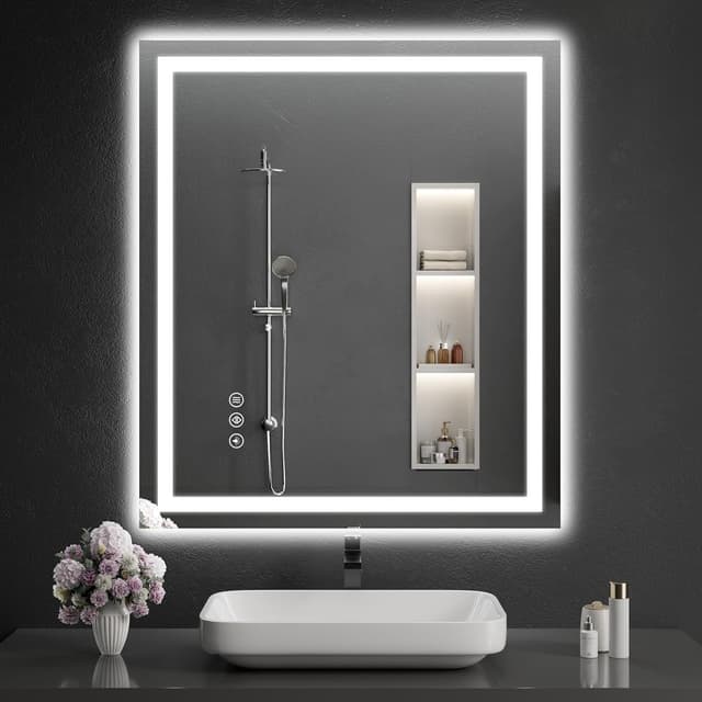 Detalle de LED Bathroom Mirrors 36"x40" Bathroom Mirror with Lights (Backlit + Front Lit), Anti-Fog & Dimmable