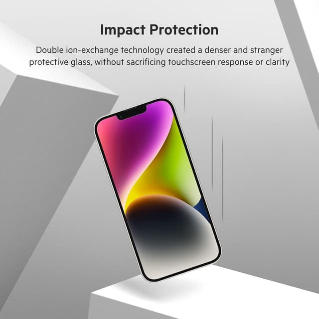 Detalle 2 de Belkin UltraGlass Proteggi schermo per iPhone 14, 13 e 13 Pro antimicrobico 9H