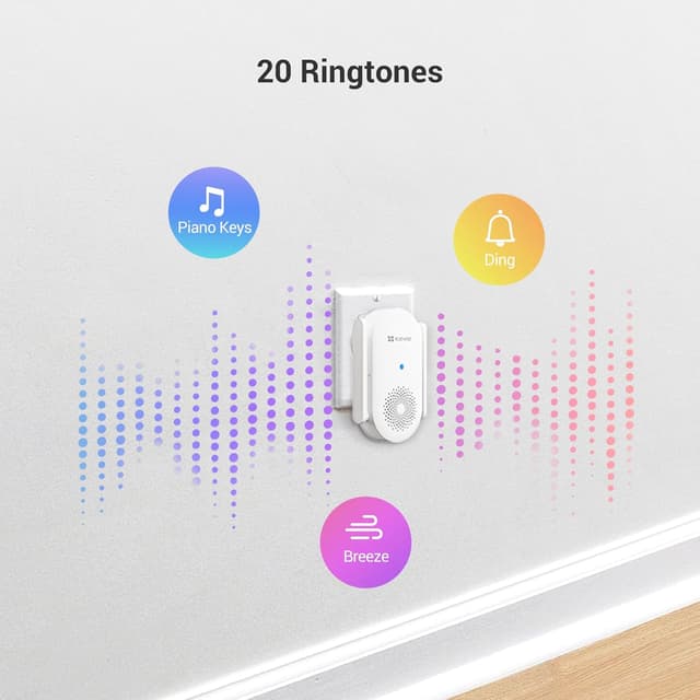 Detalle de EZVIZ Wi‑Fi Chime Indoor CH1 – Plug‑in audible doorbell chime with adjustable 0–72 dB volume, 20 ringtones and app control