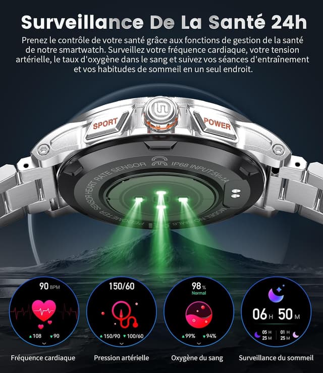 Thumbnail 4 de LIGEMI SML6 Montre Connectée Homme Militaire