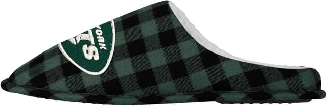 Detalle 2 de FOCO Men's NFL Sherpa-Lined Buffalo Check Memory Foam Slippers