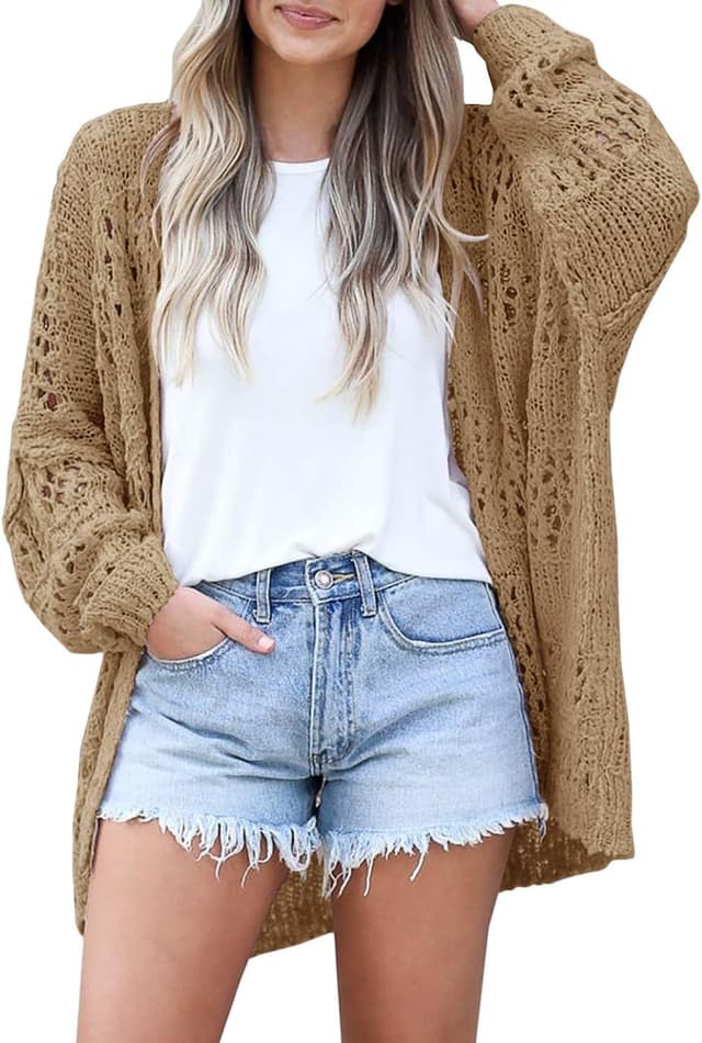 Thumbnail 6 de Mafulus Women’s Crochet Cardigan Kimono Boho Knit Sweater (Open-Front, Oversized)