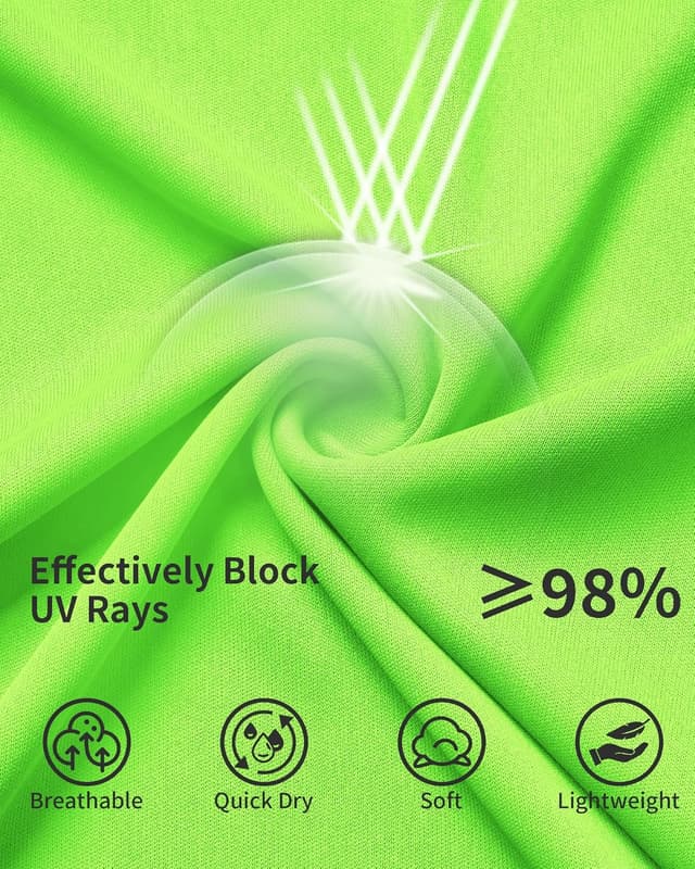 Detalle 2 de QBK UPF 50+ Dry Fit Long Sleeve Neon Rash Guard T-Shirt for Kids (3T–16Y)