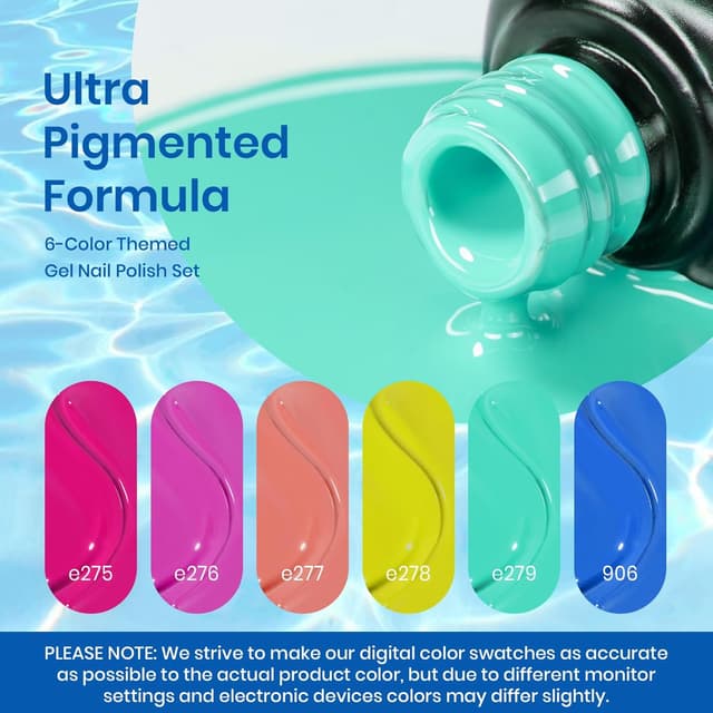 Detalle de beetles Gel Polish Beetles Gel Nagellack Set (6 Neon-Sommerfarben) für LED-UV-Nagellack